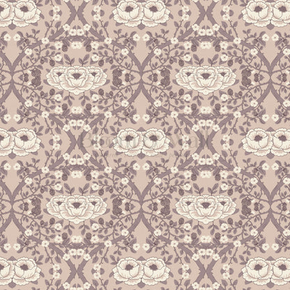 Hallie Blackberry Ogee Mauve Wallpaper