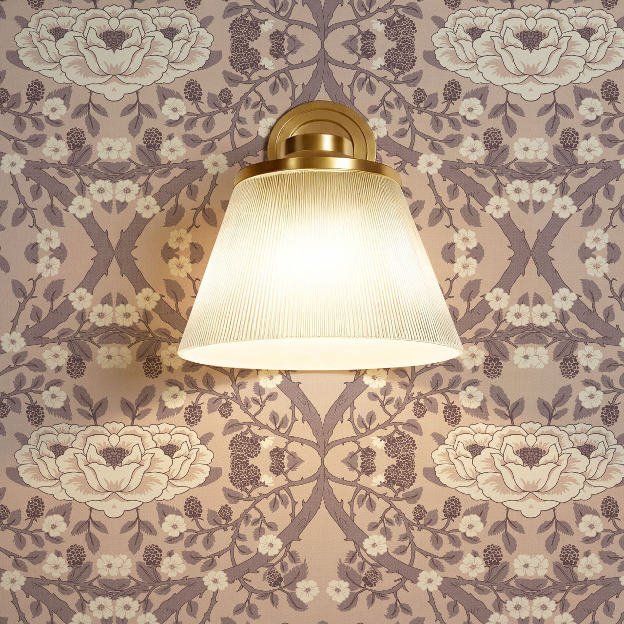 Hallie Blackberry Ogee Mauve Wallpaper