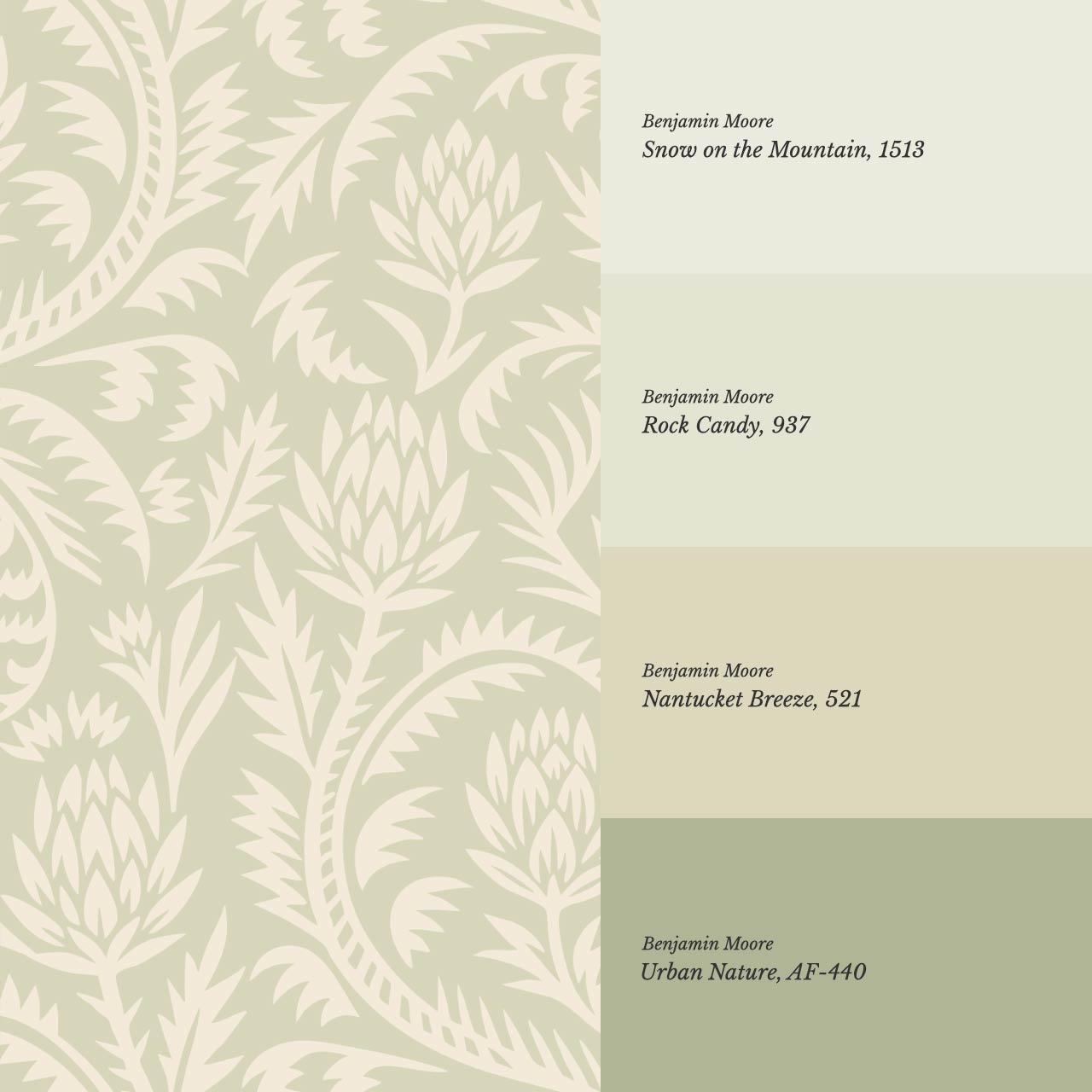 Hannah Folkfloral Woodcut Soft Sage Wallpaper