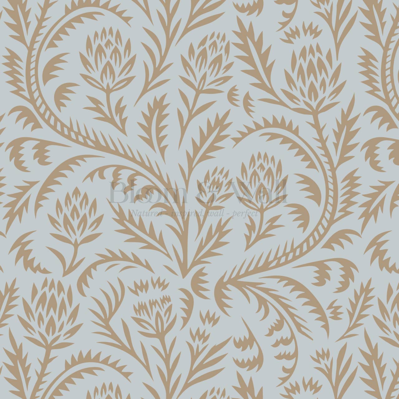 Hannah Folkfloral Woodcut Dove Beige Wallpaper