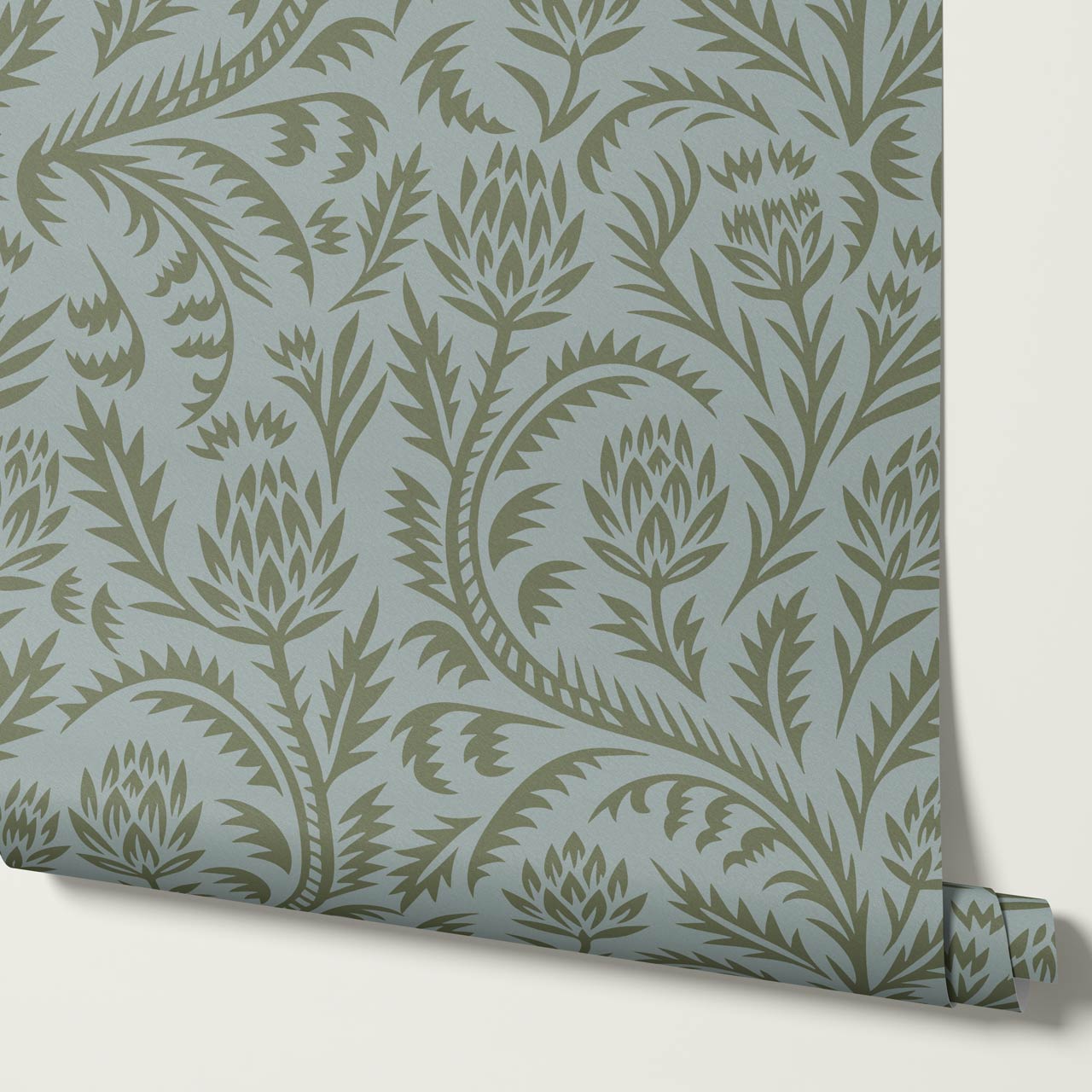 Hannah Folkfloral Woodcut Forest Wallpaper