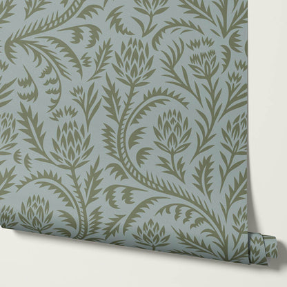 Hannah Folkfloral Woodcut Forest Wallpaper