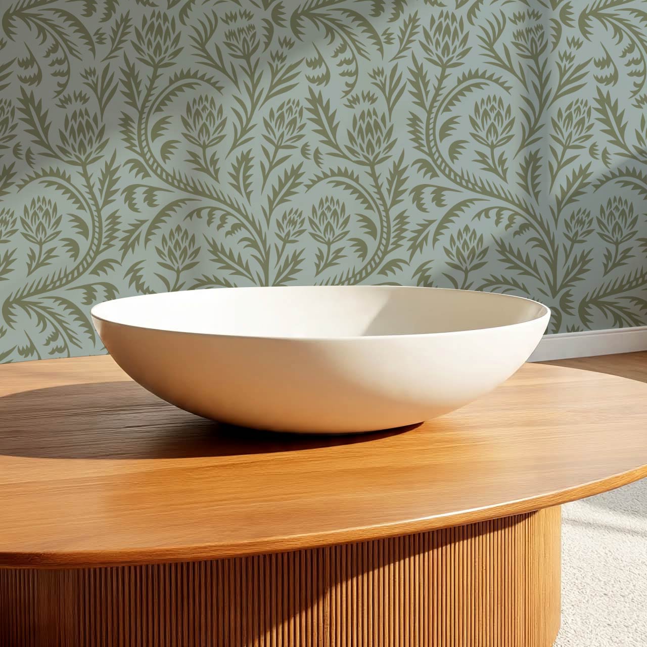 Hannah Folkfloral Woodcut Forest Wallpaper