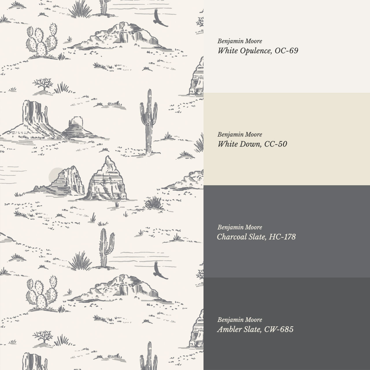 Harlow Western Desert Landscape Gray Wallpaper