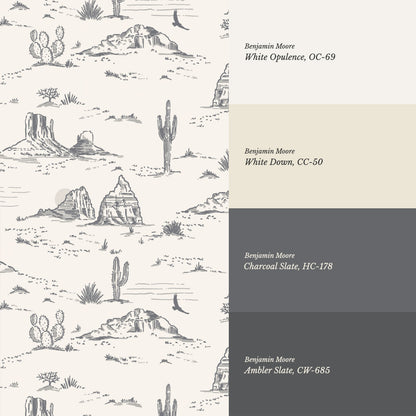 Harlow Western Desert Landscape Gray Wallpaper