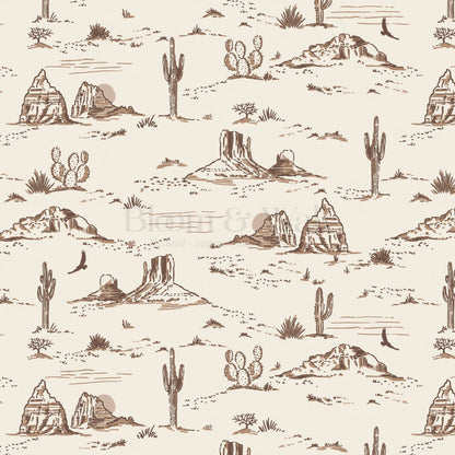 Harlow Western Desert Landscape Brown Wallpaper