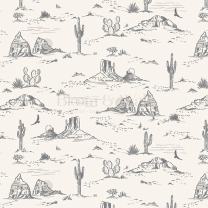 Harlow Western Desert Landscape Gray Wallpaper