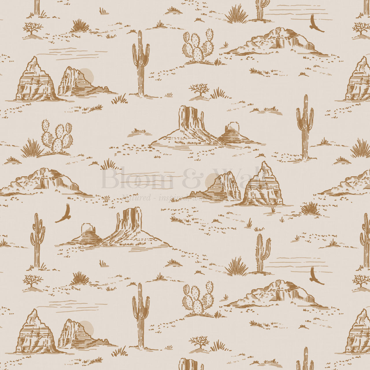 Harlow Western Desert Landscape Ochre Wallpaper