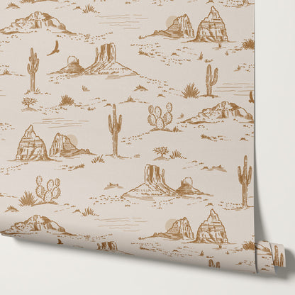 Harlow Western Desert Landscape Ochre Wallpaper