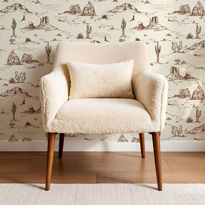 Harlow Western Desert Landscape Brown Wallpaper