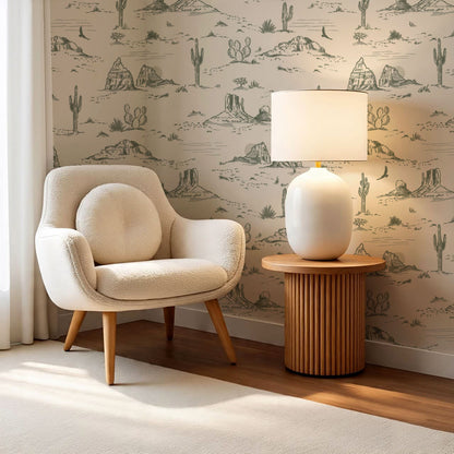 Harlow Western Desert Landscape Green Wallpaper