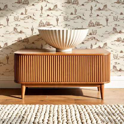 Harlow Western Desert Landscape Brown Wallpaper
