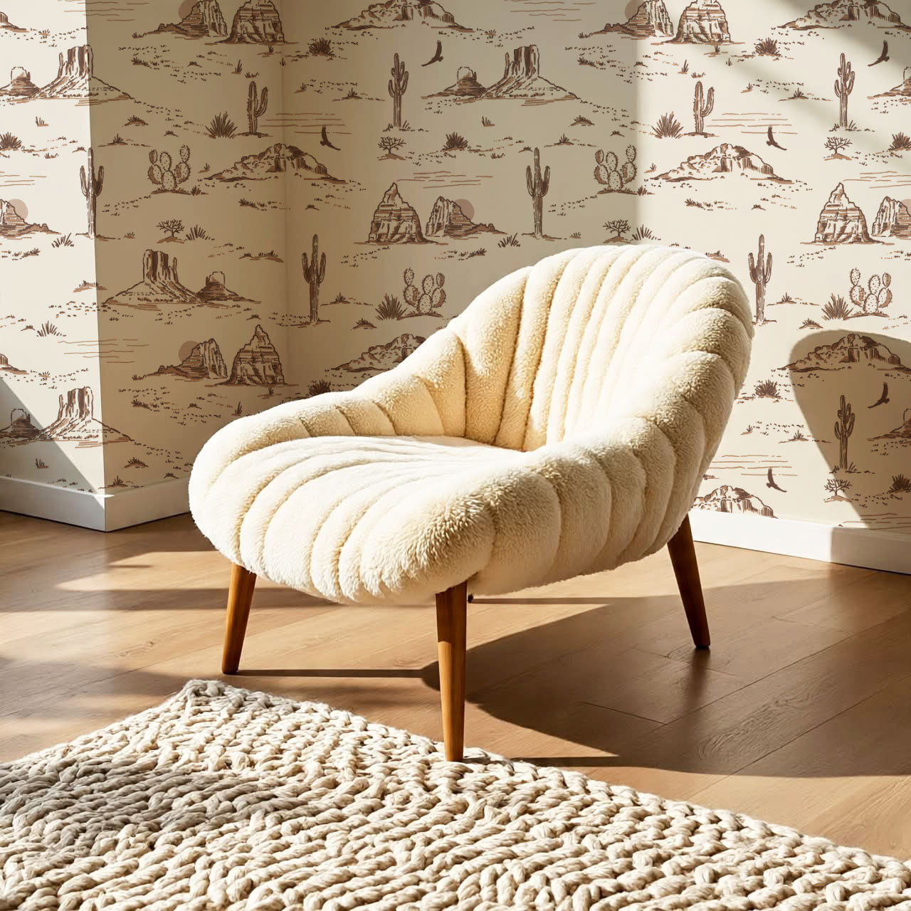 Harlow Western Desert Landscape Brown Wallpaper