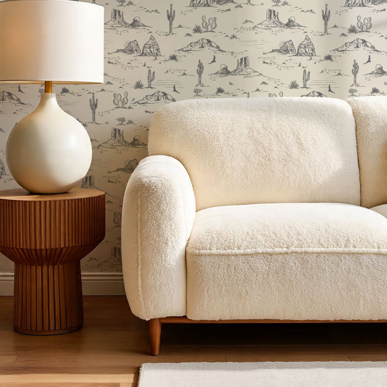 Harlow Western Desert Landscape Gray Wallpaper