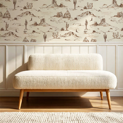 Harlow Western Desert Landscape Brown Wallpaper