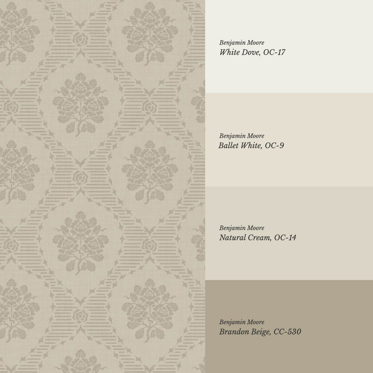 Harmony Ogee Lattice Bouquet Stone Wallpaper