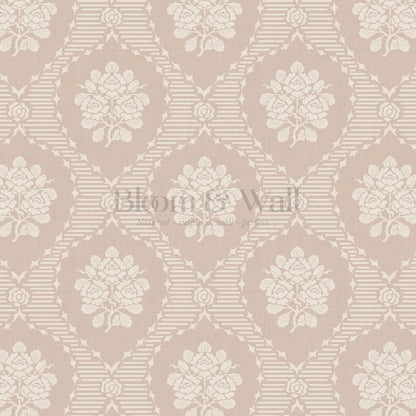 Harmony Ogee Lattice Bouquet Blush Wallpaper