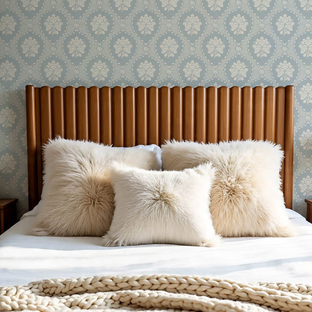 Harmony Ogee Lattice Bouquet French Blue Wallpaper