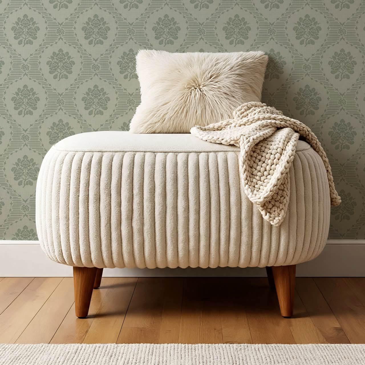 Harmony Ogee Lattice Bouquet Sage Wallpaper