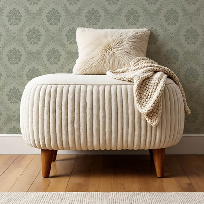 Harmony Ogee Lattice Bouquet Sage Wallpaper