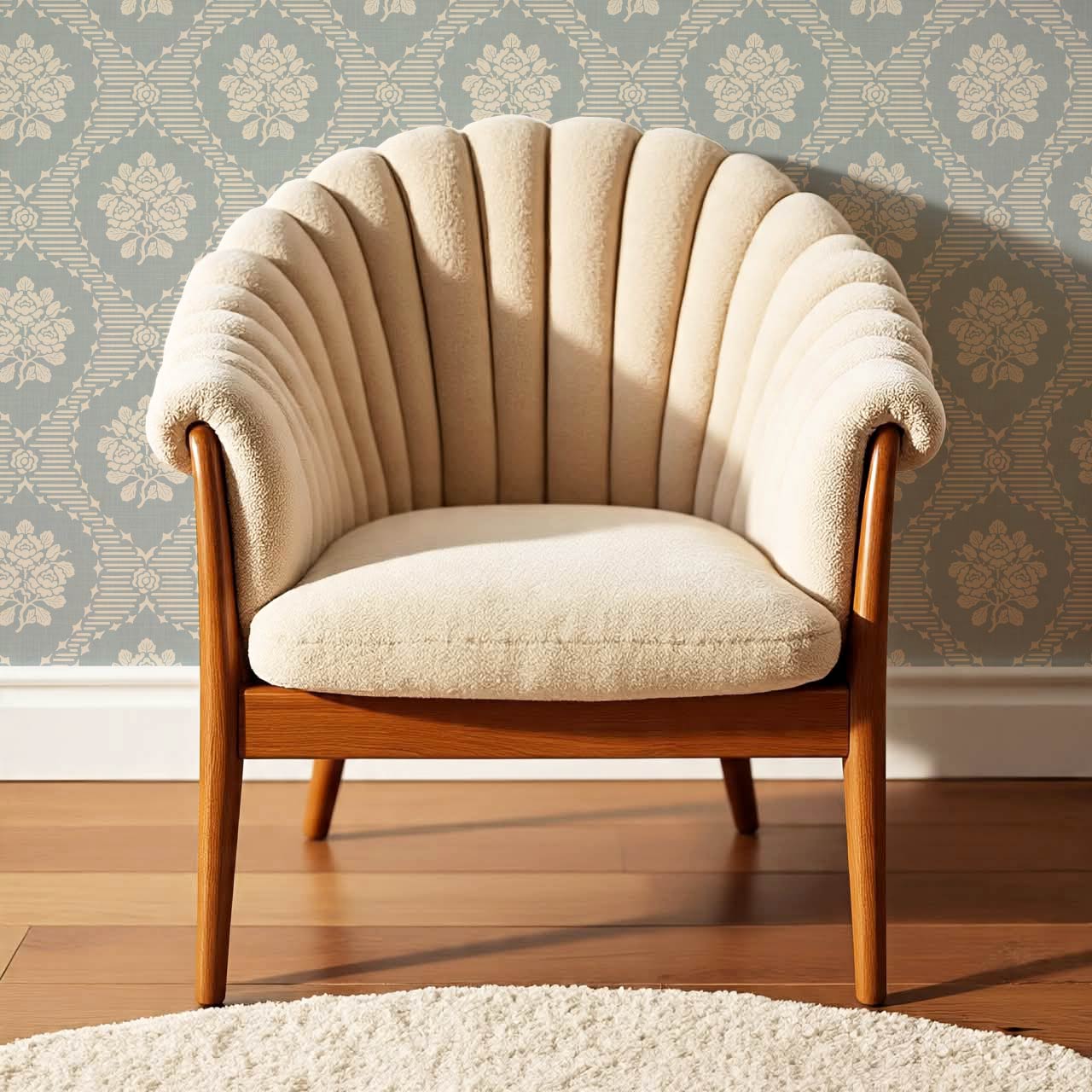 Harmony Ogee Lattice Bouquet French Blue Wallpaper