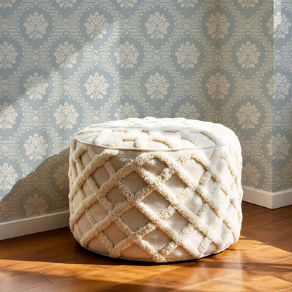 Harmony Ogee Lattice Bouquet French Blue Wallpaper