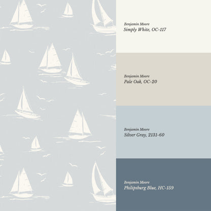 Harper Race Day Sailboats Baby Blue Wallpaper