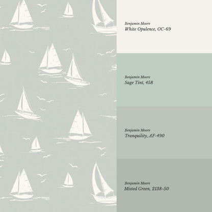Harper Race Day Sailboats Sea Salt Wallpaper