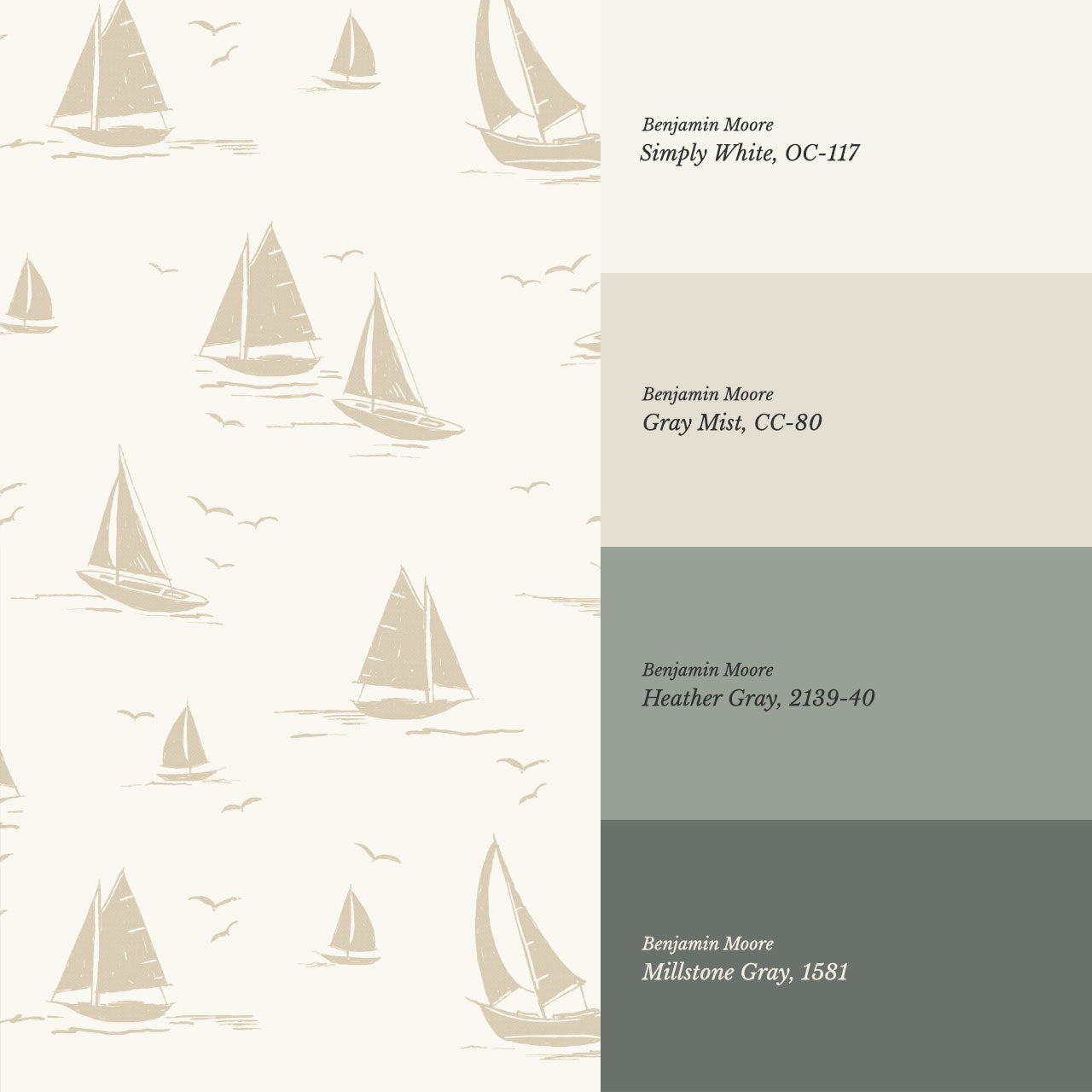 Harper Race Day Sailboats Oat Wallpaper