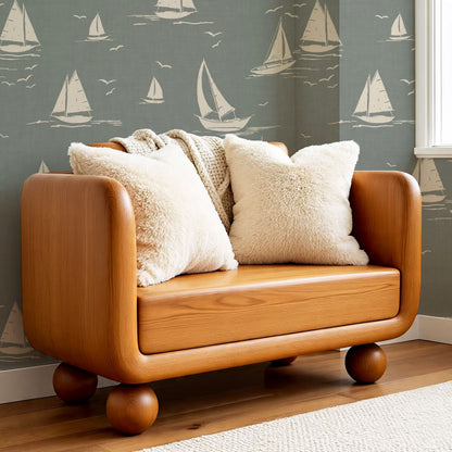 Harper Race Day Sailboats Dusty Green Oat Wallpaper