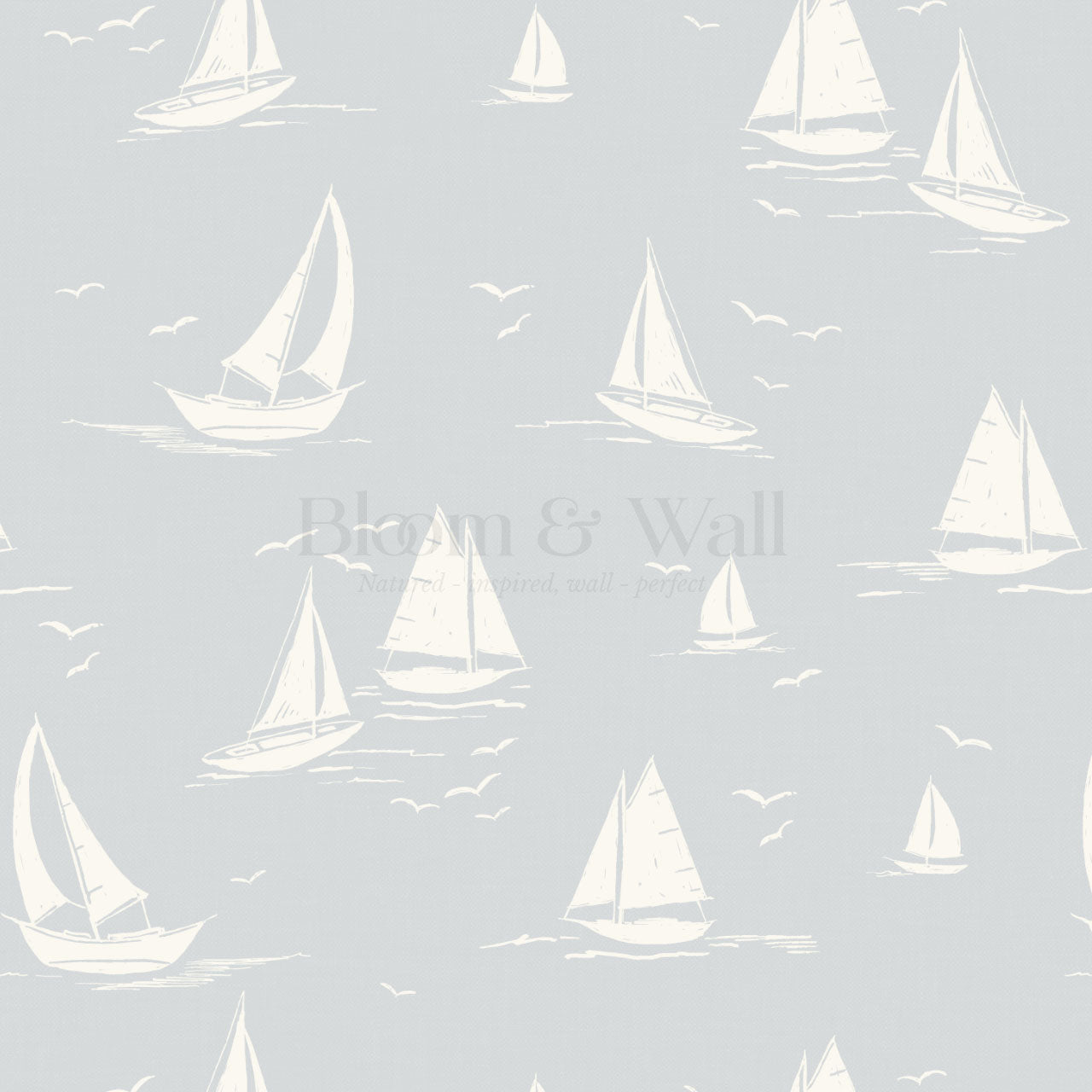 Harper Race Day Sailboats Baby Blue Wallpaper