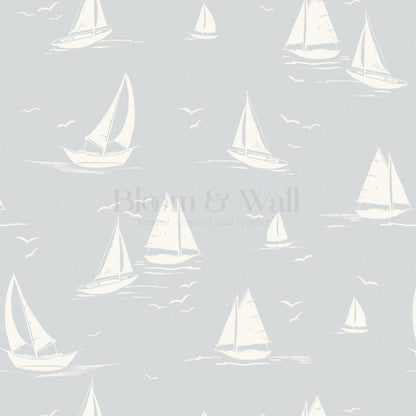 Harper Race Day Sailboats Baby Blue Wallpaper