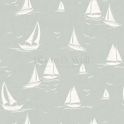 Harper Race Day Sailboats Sea Salt Wallpaper