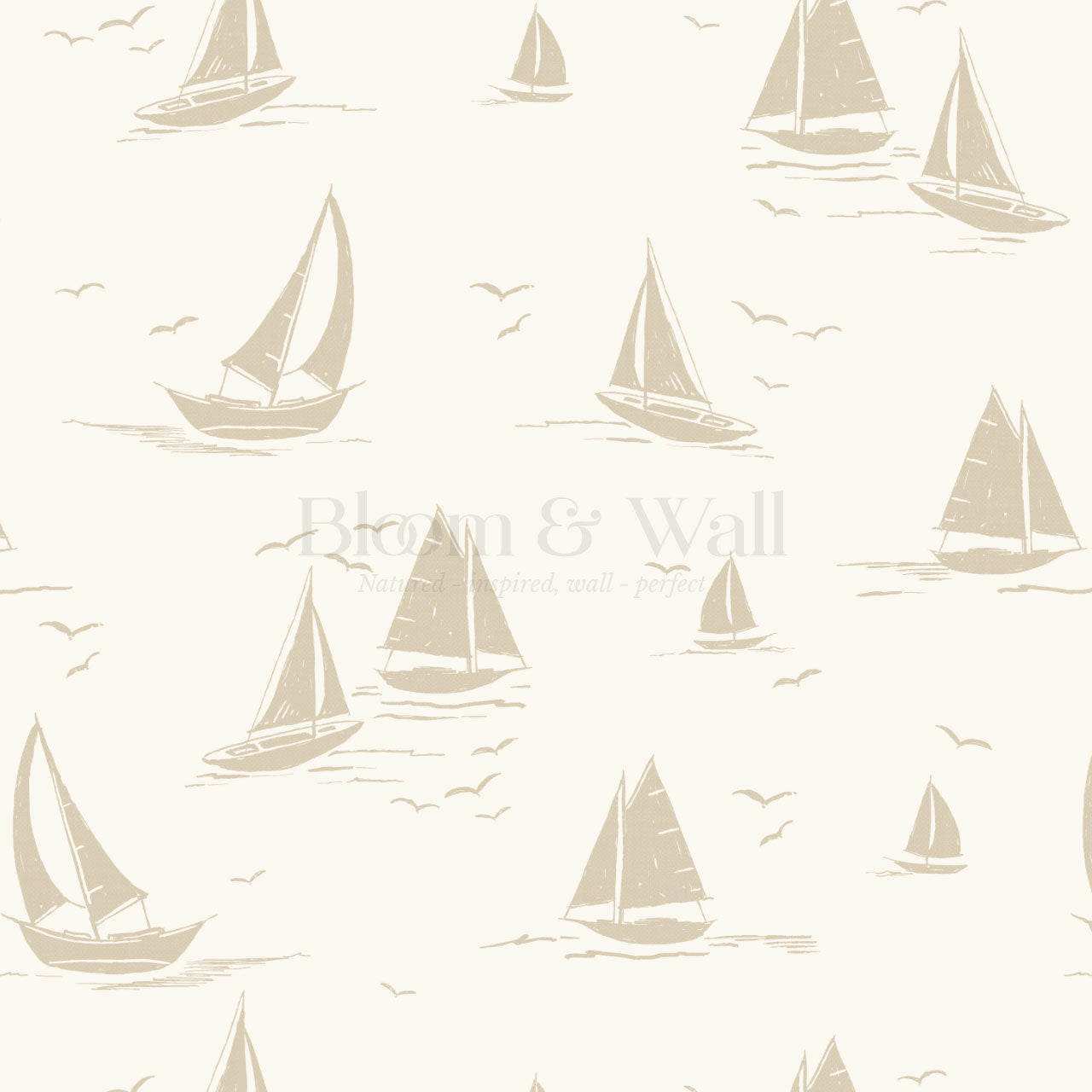 Harper Race Day Sailboats Oat Wallpaper