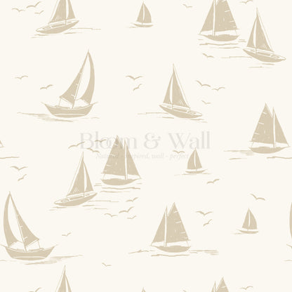 Harper Race Day Sailboats Oat Wallpaper