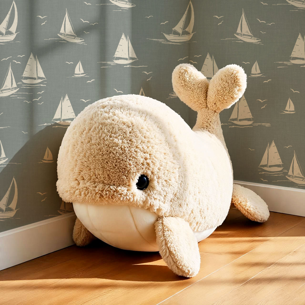 Harper Race Day Sailboats Dusty Green Oat Wallpaper