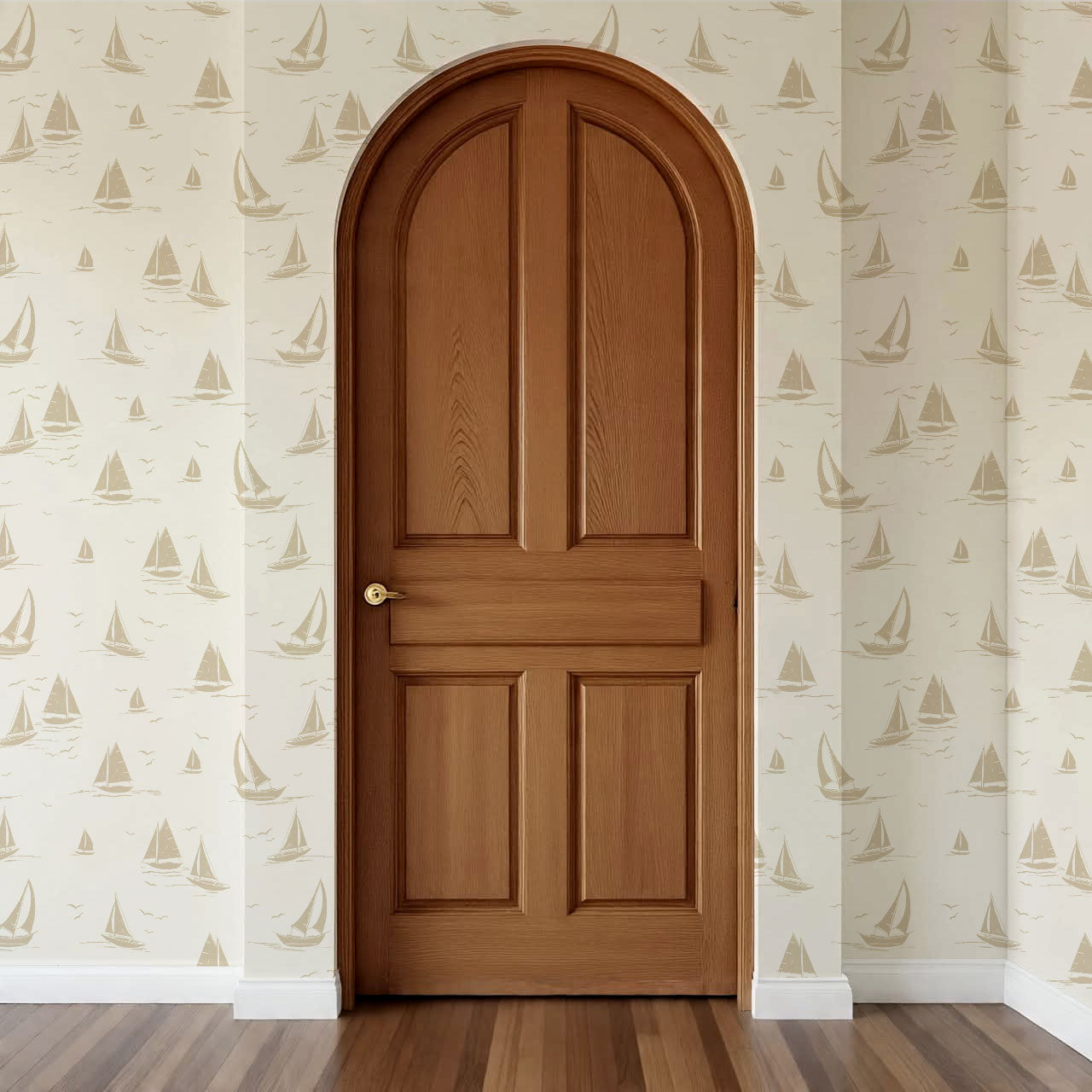Harper Race Day Sailboats Oat Wallpaper