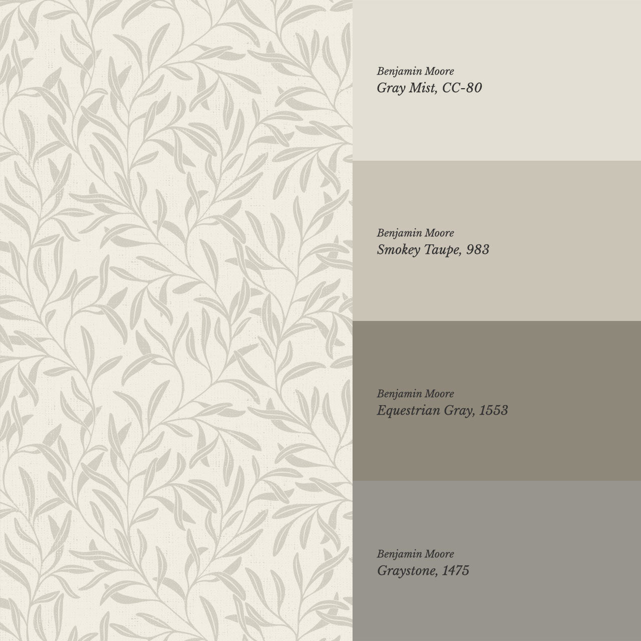 Haven Foliage Vines Neutral Dove Wallpaper