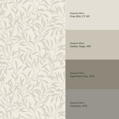 Haven Foliage Vines Neutral Dove Wallpaper
