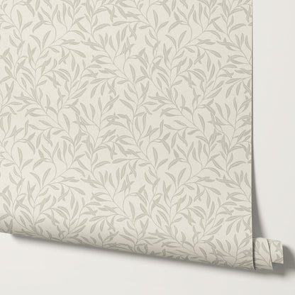 Haven Foliage Vines Neutral Dove Wallpaper