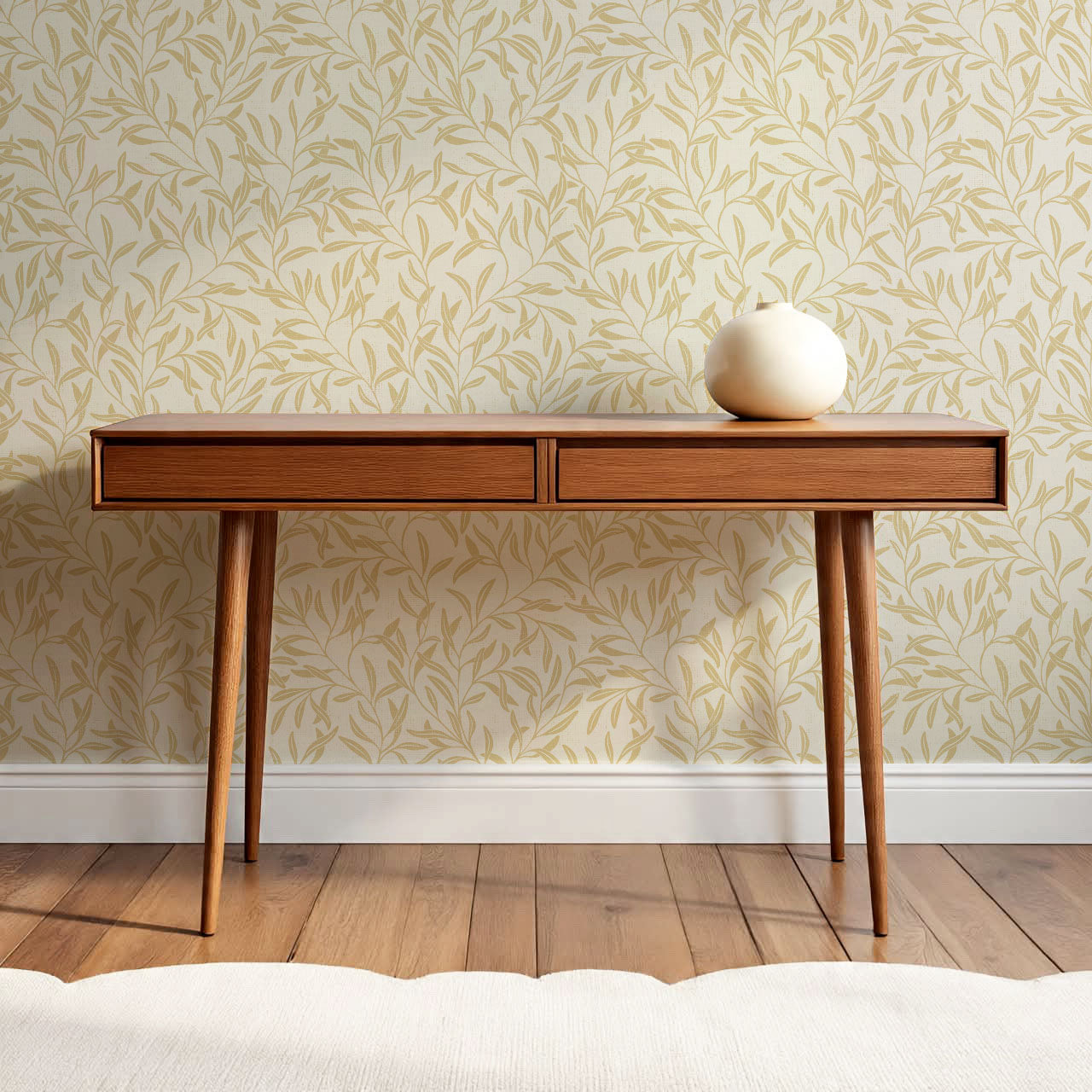 Haven Foliage Vines Butter Cream Wallpaper