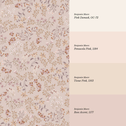 Hazel Wildflowers Rose Dust Wallpaper