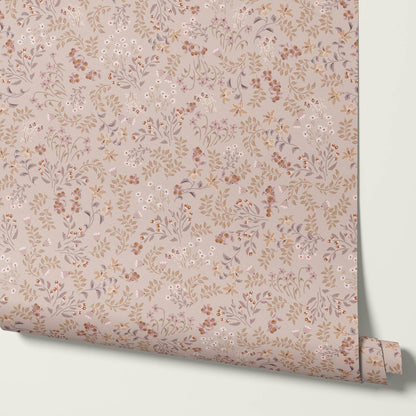 Hazel Wildflowers Rose Dust Wallpaper