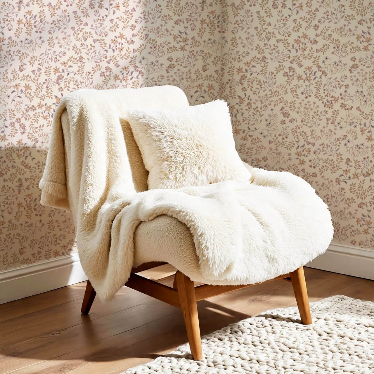 Hazel Wildflowers Warm Sand Wallpaper