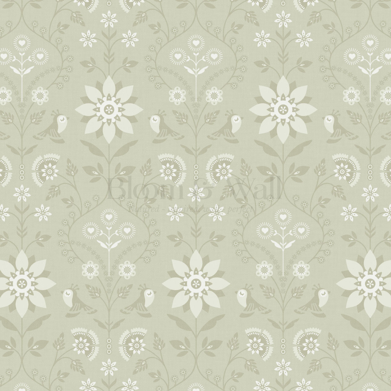 Oaklynn Heartwood Folk Garden Sage Wallpaper
