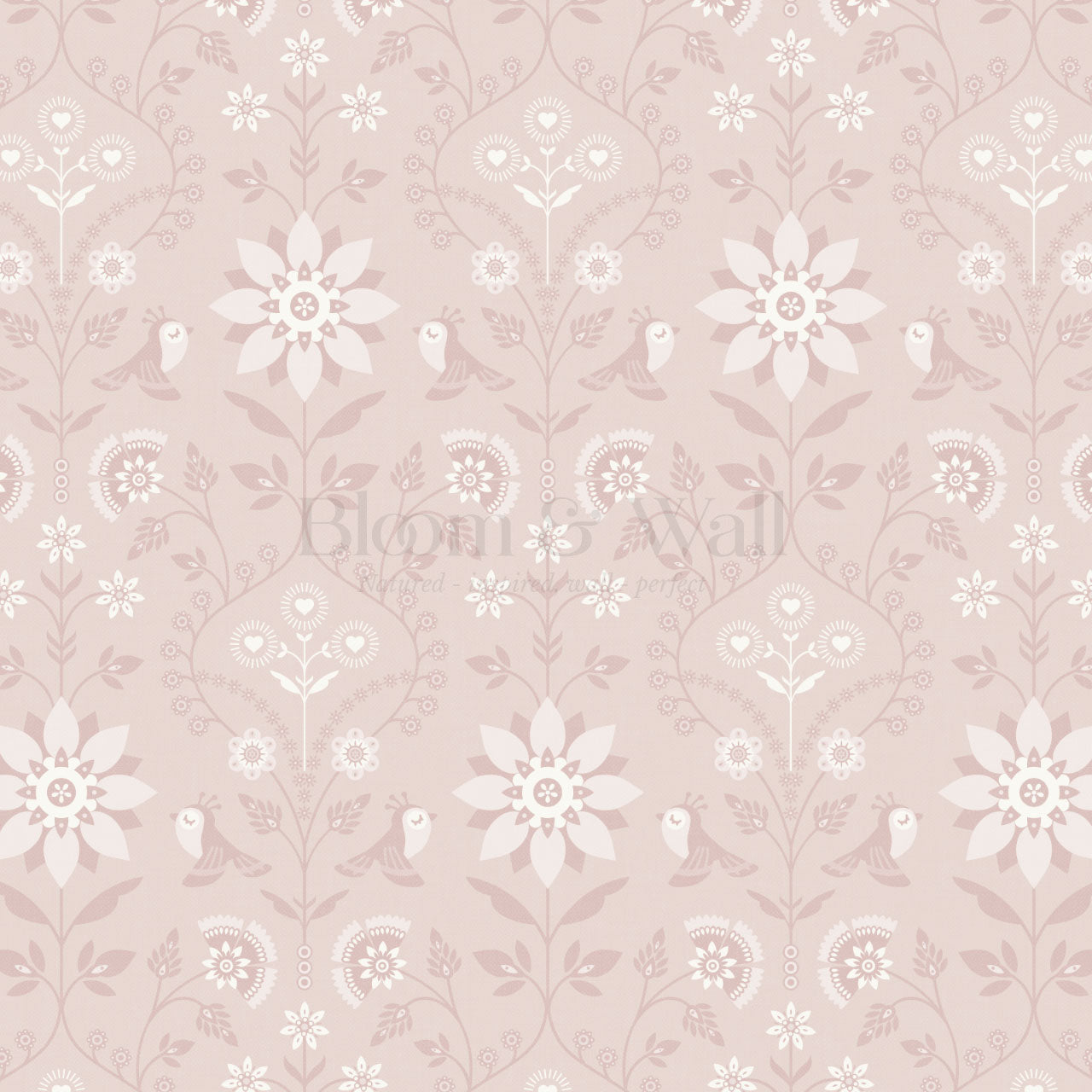 Oaklynn Heartwood Folk Garden Rose Dust Wallpaper