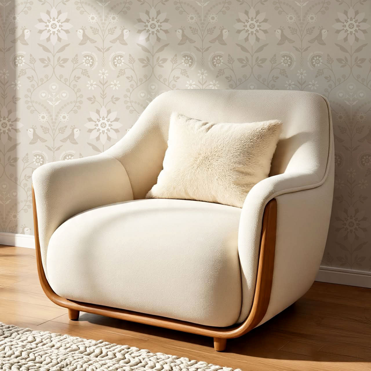 Oaklynn Heartwood Folk Garden Beige Dove Wallpaper