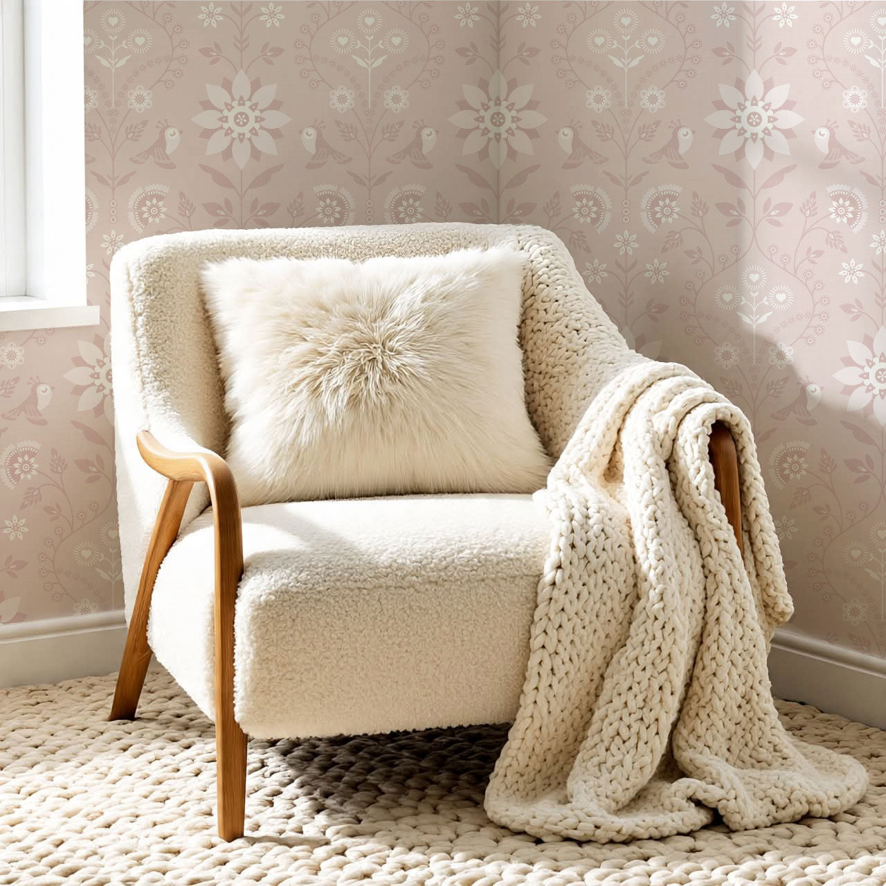 Oaklynn Heartwood Folk Garden Rose Dust Wallpaper