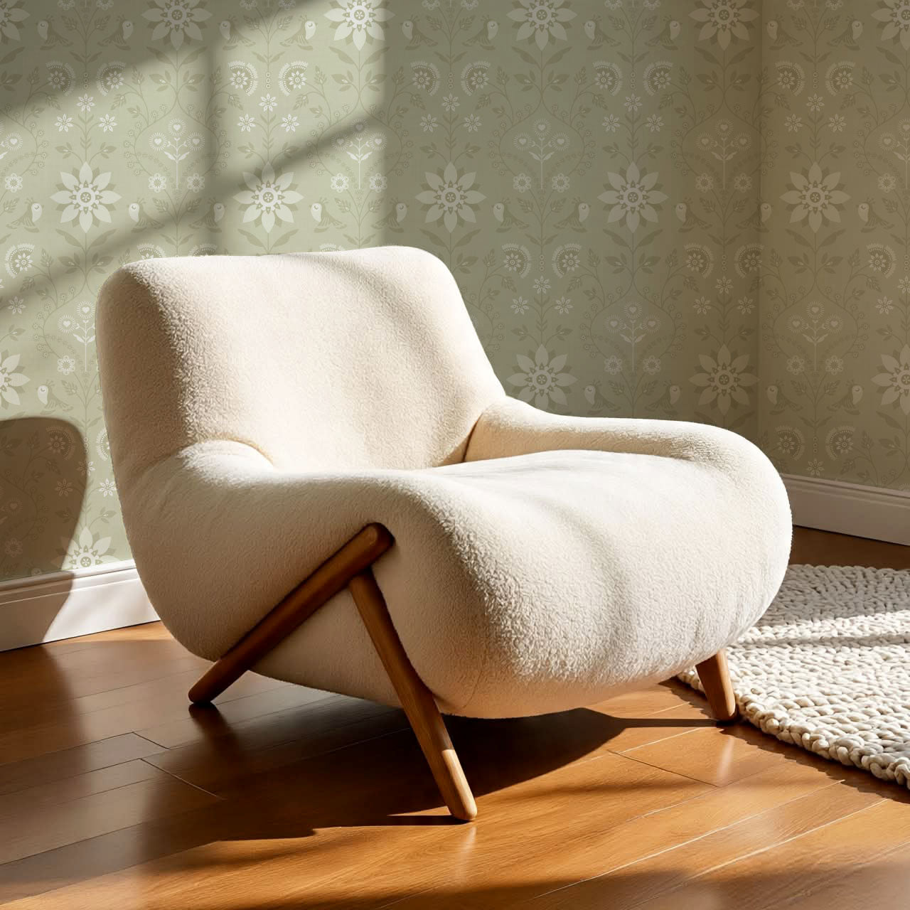 Oaklynn Heartwood Folk Garden Sage Wallpaper