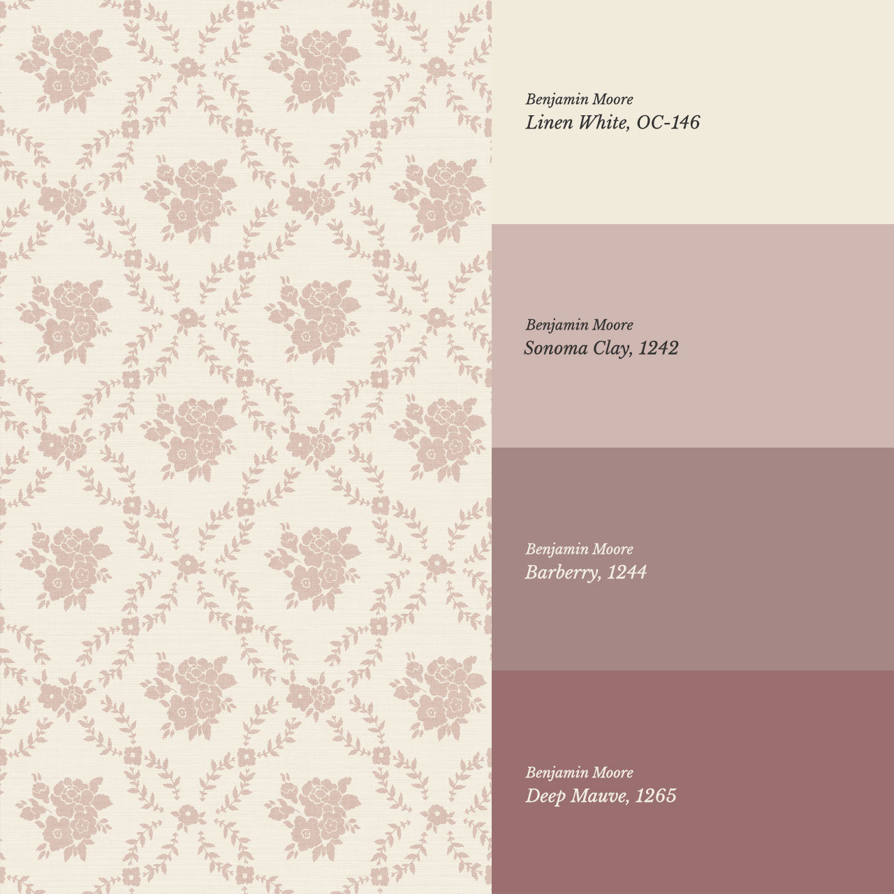 Helen Small Florals Mauve Wallpaper